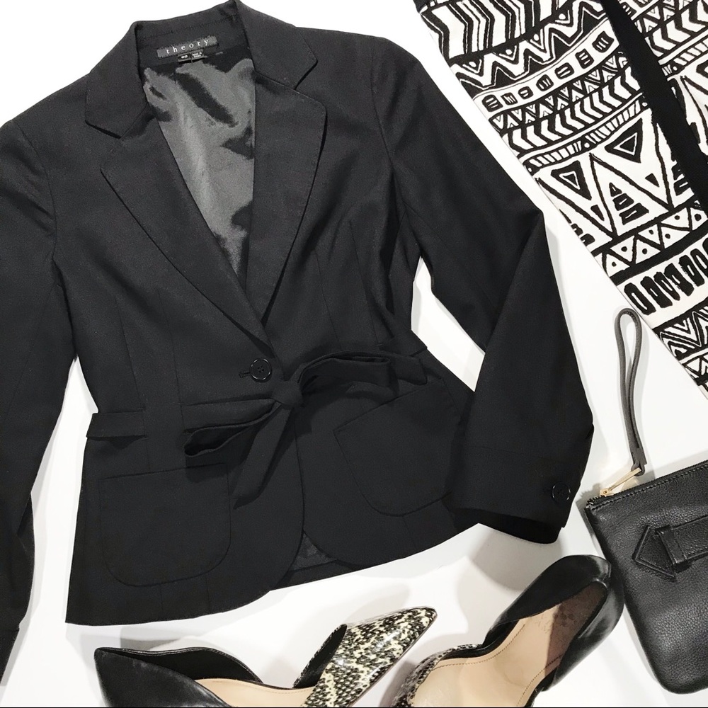 Theory Black Belted Blazer